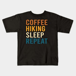 Coffee Hiking Sleep Repeat Outdoor Adventure Kids T-Shirt